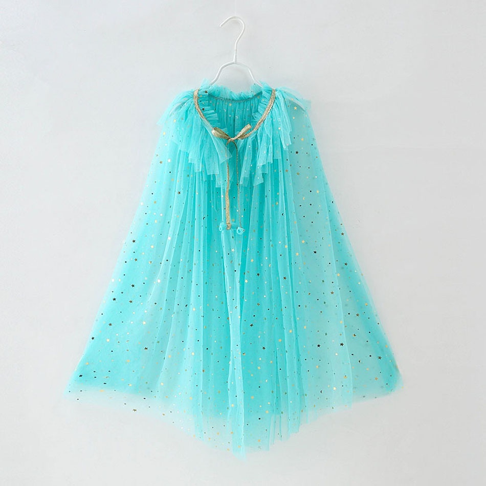 Áo Choàng Công Chúa Elsa Anna Rapunzel Aurora Bằng Vải Tuyn Đính Sequin Lấp Lánh Dành Cho Bé Gái Trong Tiệc Halloween