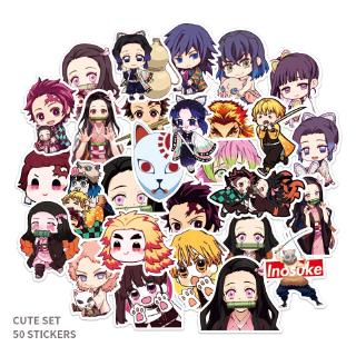 Bộ 50 Thanh Gươm Diệt Quỷ miếng hình dán nhân vật Demon Slayer Kimetsu No Yaiba Nezuko Tanjirou