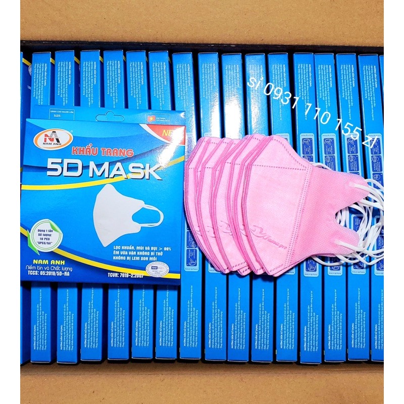 [Mã COSDAY giảm 8% đơn 150K] ✅ Hộp 10 cái khẩu trang 5D mask giấy kháng khuẩn chính hãng Famapro Nam Anh