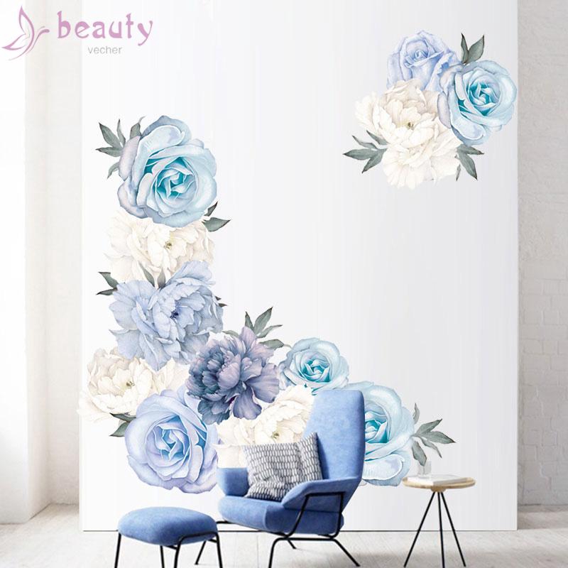 Set 2 miếng dán tường hình hoa trang trí nhà cửa