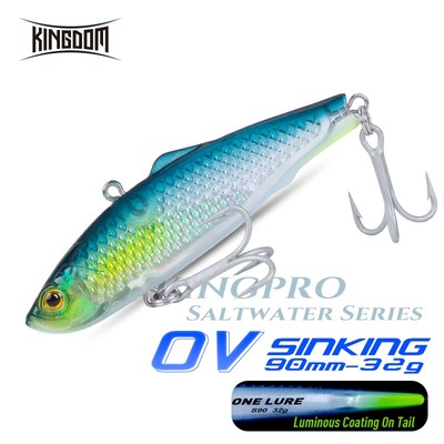 Mồi câu cá giả Kingdom kim loại cứng thiết kế 3D có móc mắt xoay 90mm 32g