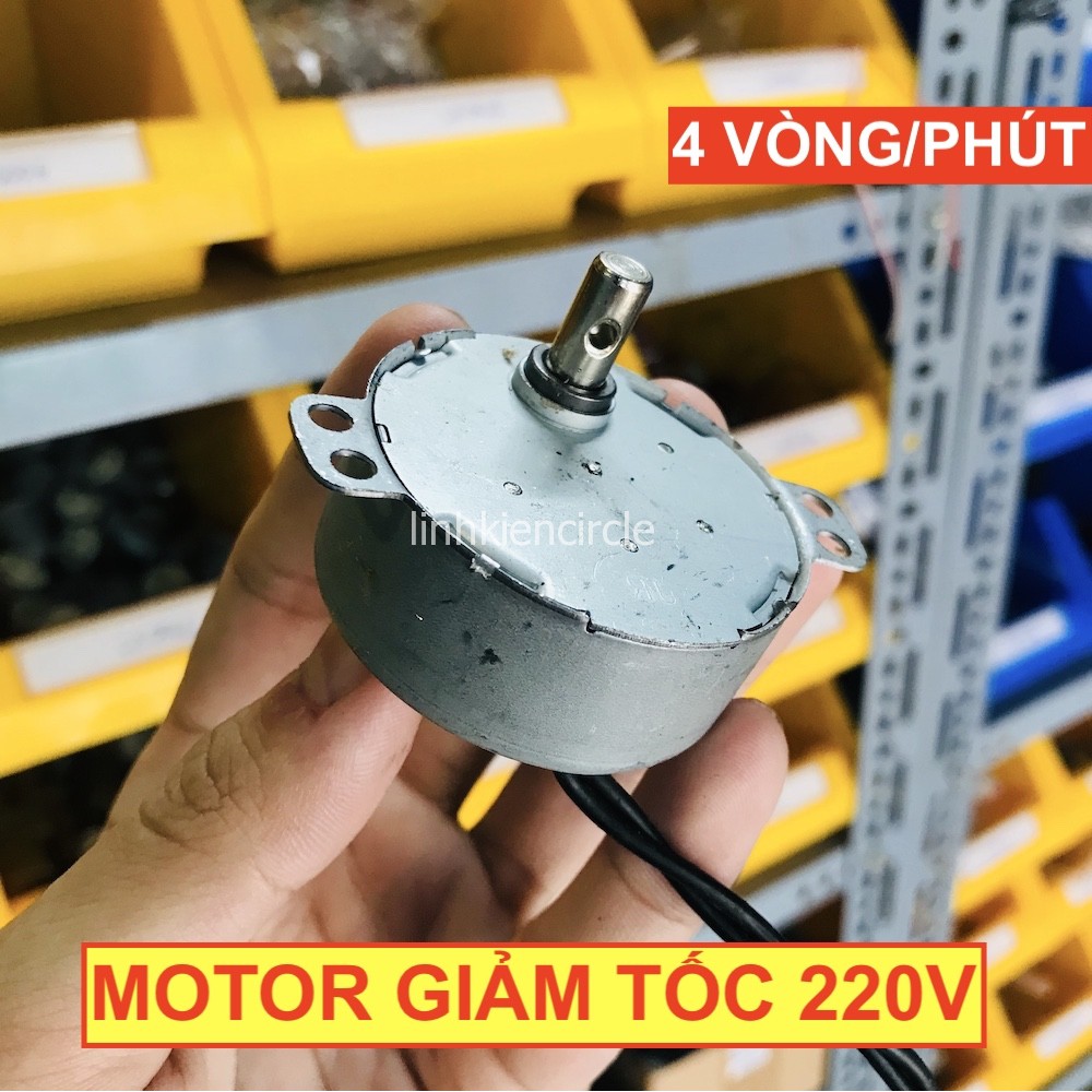 Motor giảm tốc mini 220V tốc độ chậm 4 vòng/phút làm bàn xoay đảo trứng - LK0309