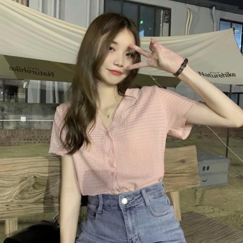 Áo kiểu tay ngắn nữ trơn ulzzang tiểu thư - Order taobao quảng châu