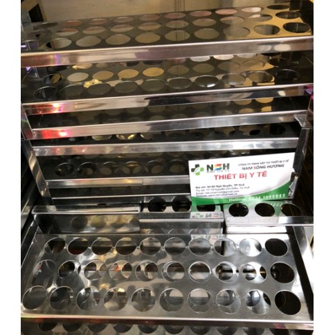 Khay Đựng Ống Nghiệm INOX dùng trong Spa và Thẩm mỹ viện [Khay gồm 3 hàng 2 tầng 30 lỗ]