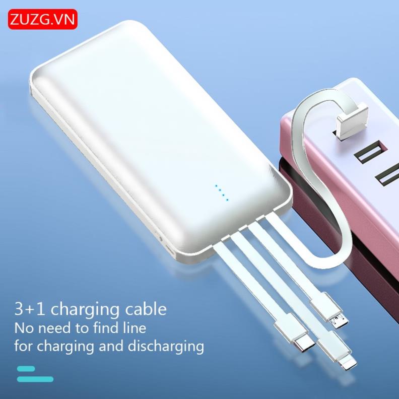 Sạc dự phòng 10000mAH - kèm 4 cáp theo sạc - nhỏ gọn , tiện lợi - Chính hãng ZUZG J03