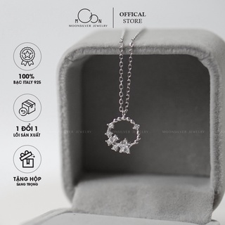 Dây chuyền bạc moonsilver, vòng cổ bạc nữ s925 vòng tròn những ngôi sao đính đá