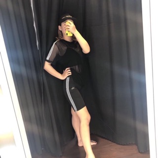 Quần Legging đùi, BIKER SHORT thun poly tôn dáng 3 sọc