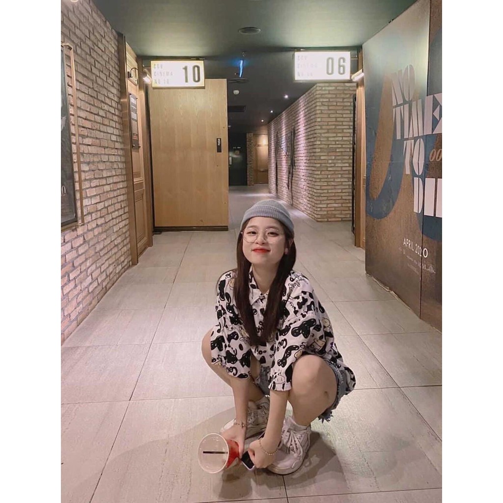 [ảnh thật] Áo sơ mi nam nữ tay lỡ BÒ SOCUTE form rộng unisex dáng oversize hot trend basic treetwear mặc siêu mát