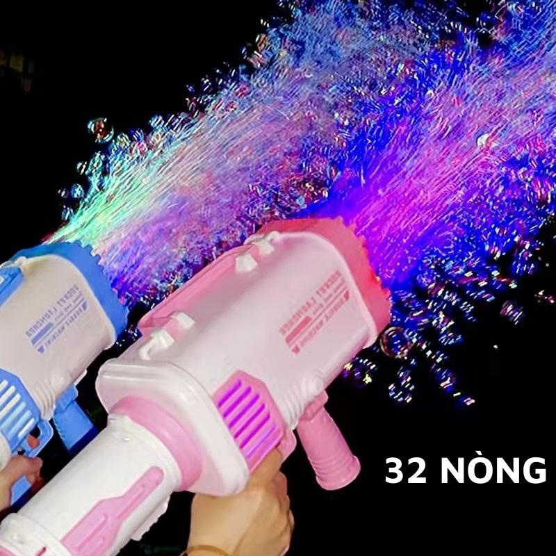 Súng Bắn Bong Bóng 32 Nòng Siêu Mạnh, (Tặng Pin, Nước)