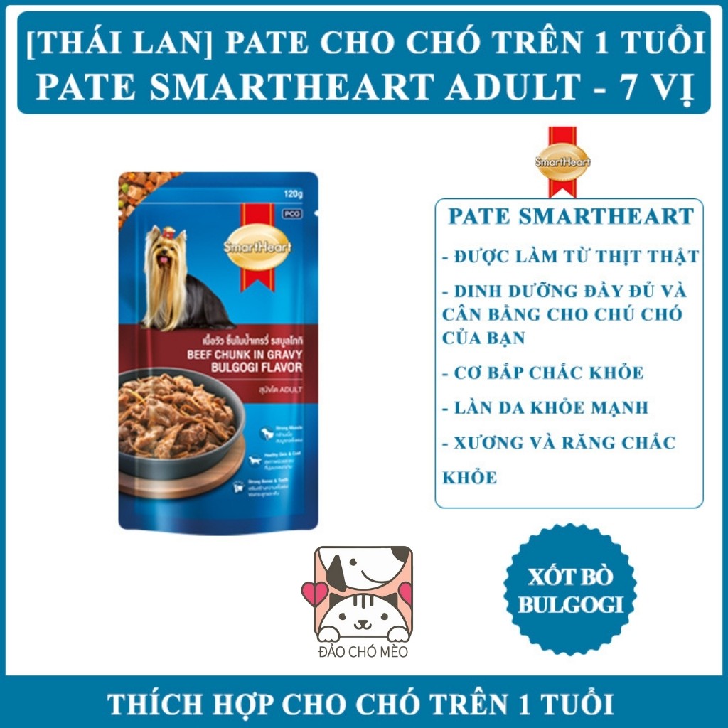 Thức ăn cho chó Smartheart dạng ướt xốt vị Gà Bò Gan 130g 4 vị - Đảo Chó Mèo