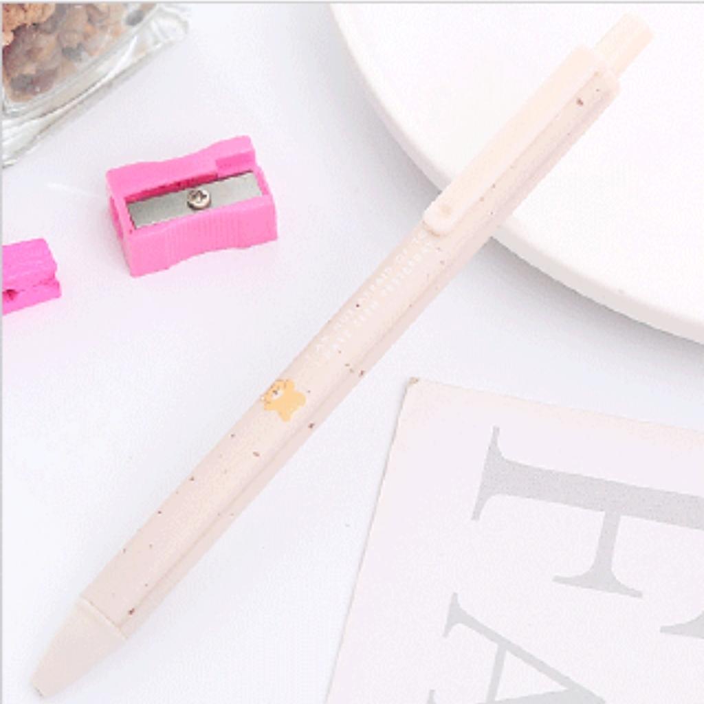 Bút Bi Bấm Gel EDUSKY Màu Sắc Sang Trọng Trang Trí Họa Tiết Mocha Gấu Dễ Thương Cho Văn Phòng