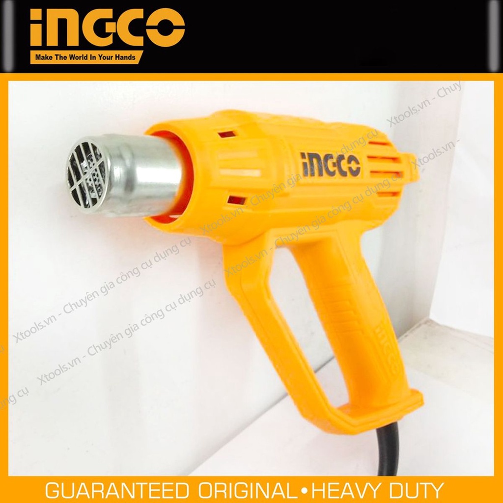 Máy khò nhiệt INGCO HG200038 công suất 2000W kèm 1 đầu thổi lượng khí 300/500L/phút, Máy thổi nhiệt 350°C/550°C