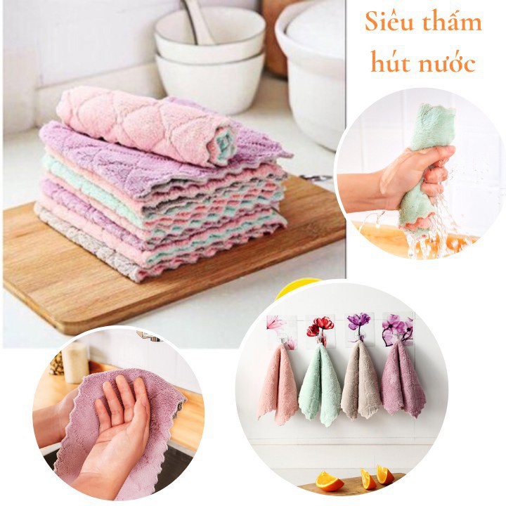 Khăn Lau Bếp Đa Năng 2 Mặt Siêu Thấm  Chống Dính Dầu Mỡ Hai Mặt HF025