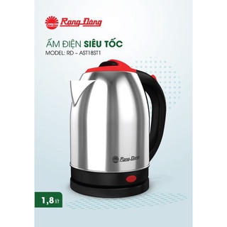 Ấm điện siêu tốc 1,8 lít rạng đông inox 304 cao cấp, model rd-ast18st1