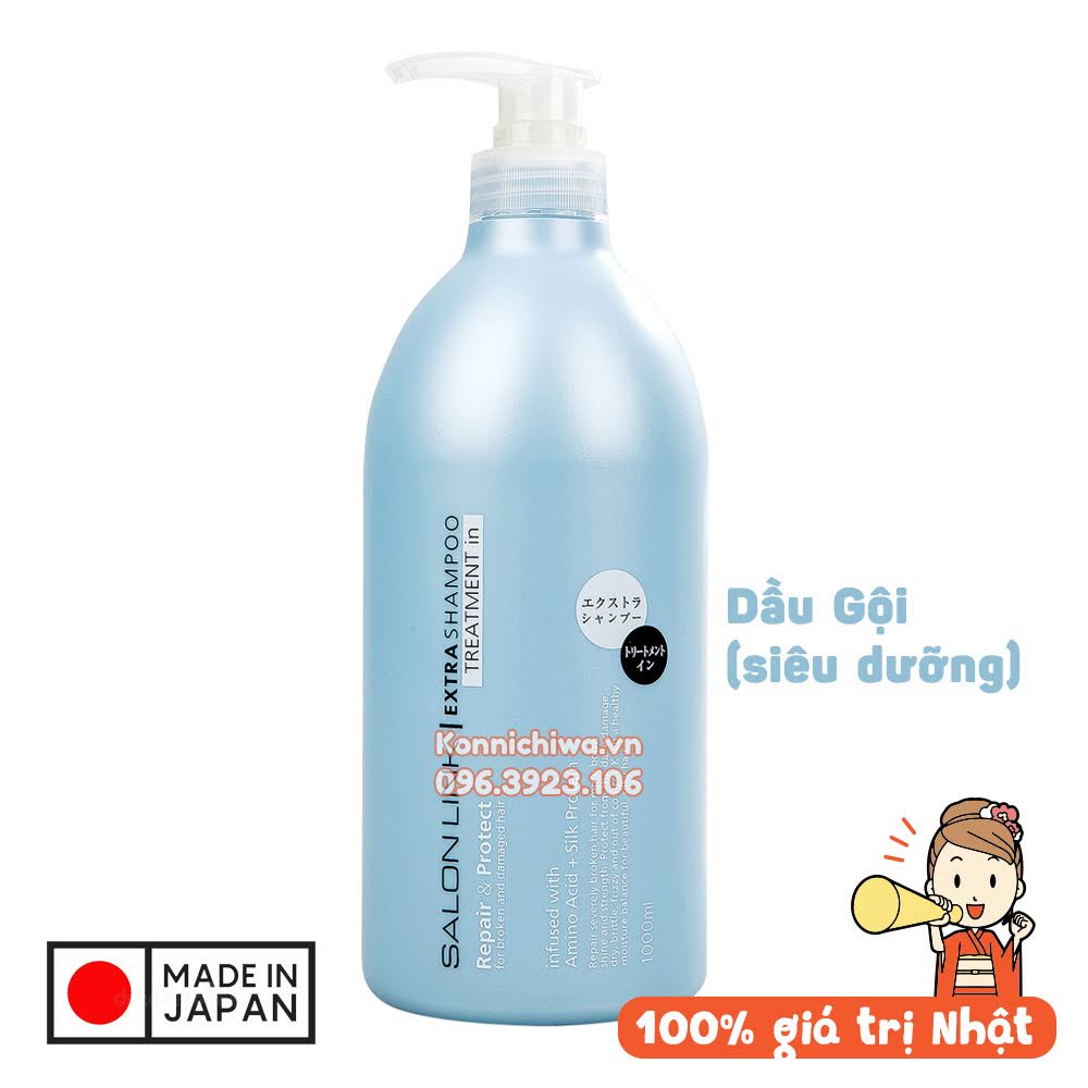 Bộ dầu gội, dầu xả phục hồi hư tổn, bồng bềnh tóc SALON LINK Extra Treatment 1000ml | Hàng nội địa Nhật