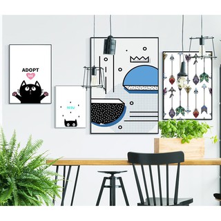 Bộ 4 tranh canvas treo tường hiện đại mèo ngộ nghĩnh OPV432