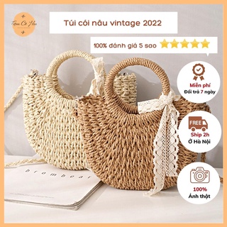 Túi cói đi biển đi du lịch vintage cực xinh Tiệm Cô Hìn ship 1h lỗi 1 đổi 1