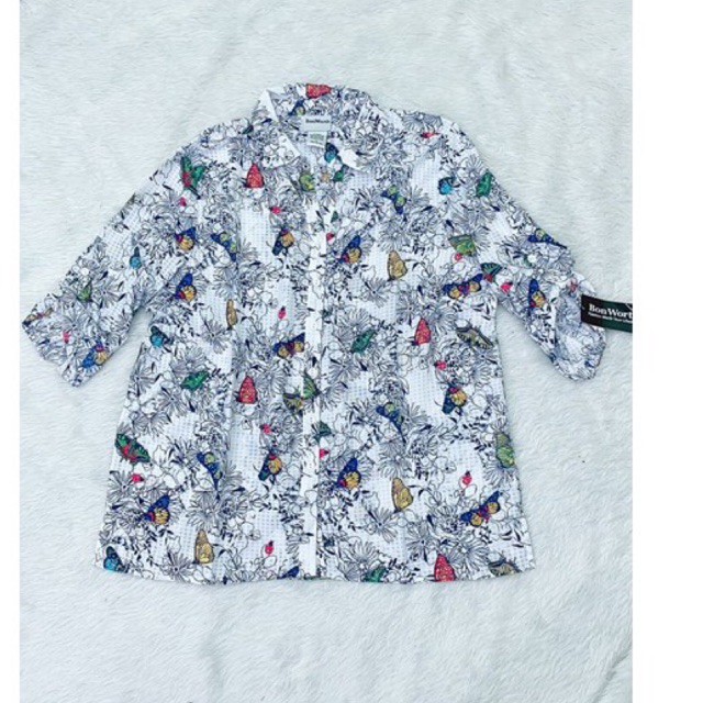 Áo sơmi  kiểu in hình bướm tay lỡ big size ( vòng 1 từ  120 cm đến 130cm)