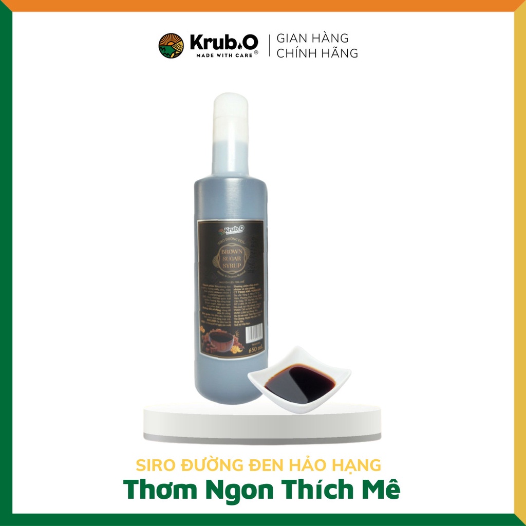 Siro Đường Đen nguyên chất 650ml - Thương hiệu Krub.O - Nguồn nông sản thuầng Việt