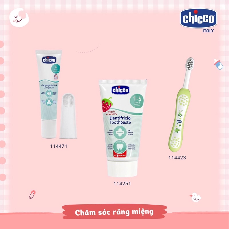 Kem đánh răng nuốt được hương Chuối – Táo Chicco 6M+  50ml cho bé trẻ em [ CHÍNH HÃNG TEM NHẬP KHẨU ]