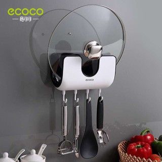 Giá kệ dụng cụ nhà bếp thông minh, đựng nắp, vung nồi kèm móc treo dán tường siêu chắc ECOCO 9293