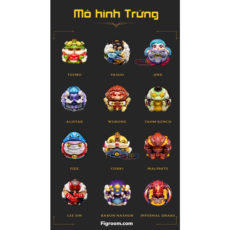 Mô hình LoL dạng Trứng Cuộn Tròn - Mô hình LMHT chính hãng Riot Games x Luck Yeh!