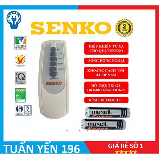 Remote Điều Khiển Từ Xa Cho Quạt SenkoTR1428, TR1628, DR1608 – Hàng Chính Hãng