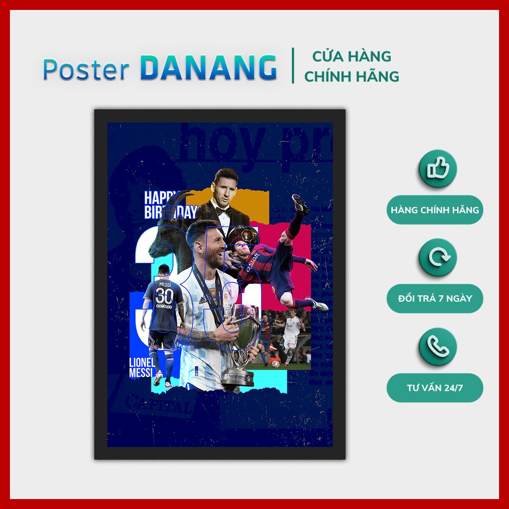 25 MẪU Khung ảnh treo tường Mặt Kính POSTER BÓNG ĐÁ MESSI BARCELONA size 24cm x 35cm - 35x45