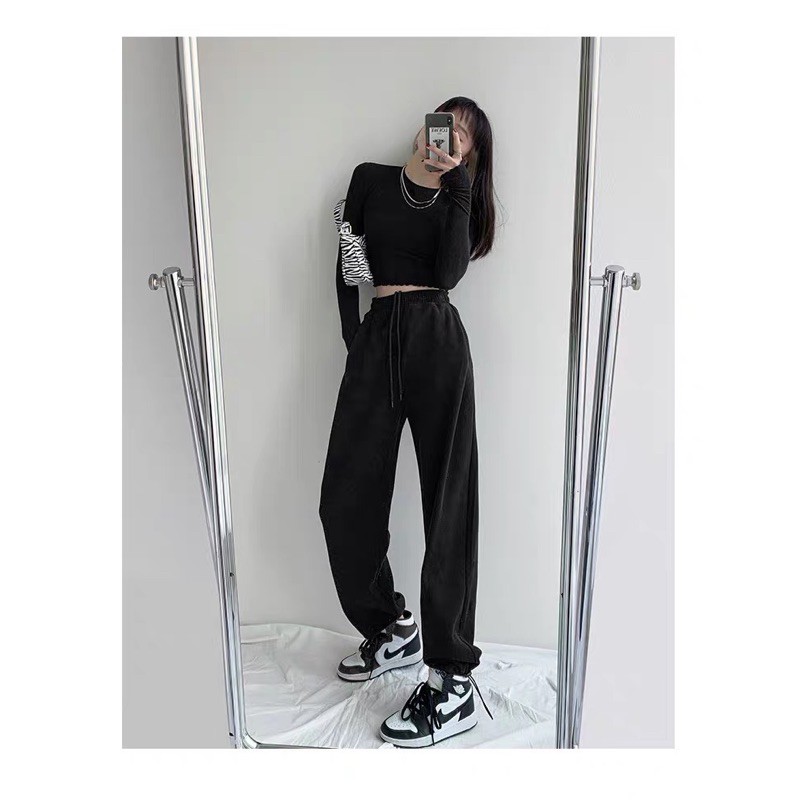 Quần dài nam nữ ống rộng có bo JOGGER HEART ulzzang (ẢNH THẬT)