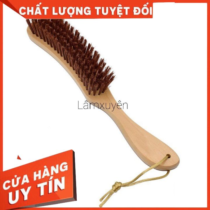 Lược Chải Chổi phủi tóc cong Barber QUEEN sang trọng, đẳng cấp cho salon barber shop nam nữ Cán Gỗ Lông mềm FREESHIP .