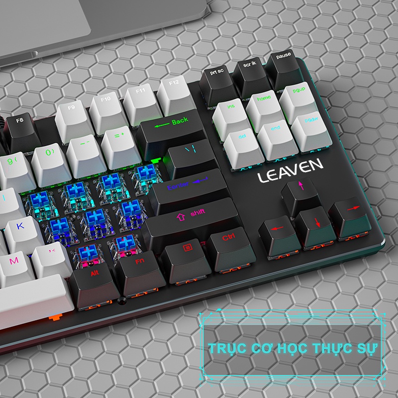 Bàn phím cơ LEAVEN K550 PRO LED RGB Gaming Giao hàng trong vòng 24 giờ bàn phím