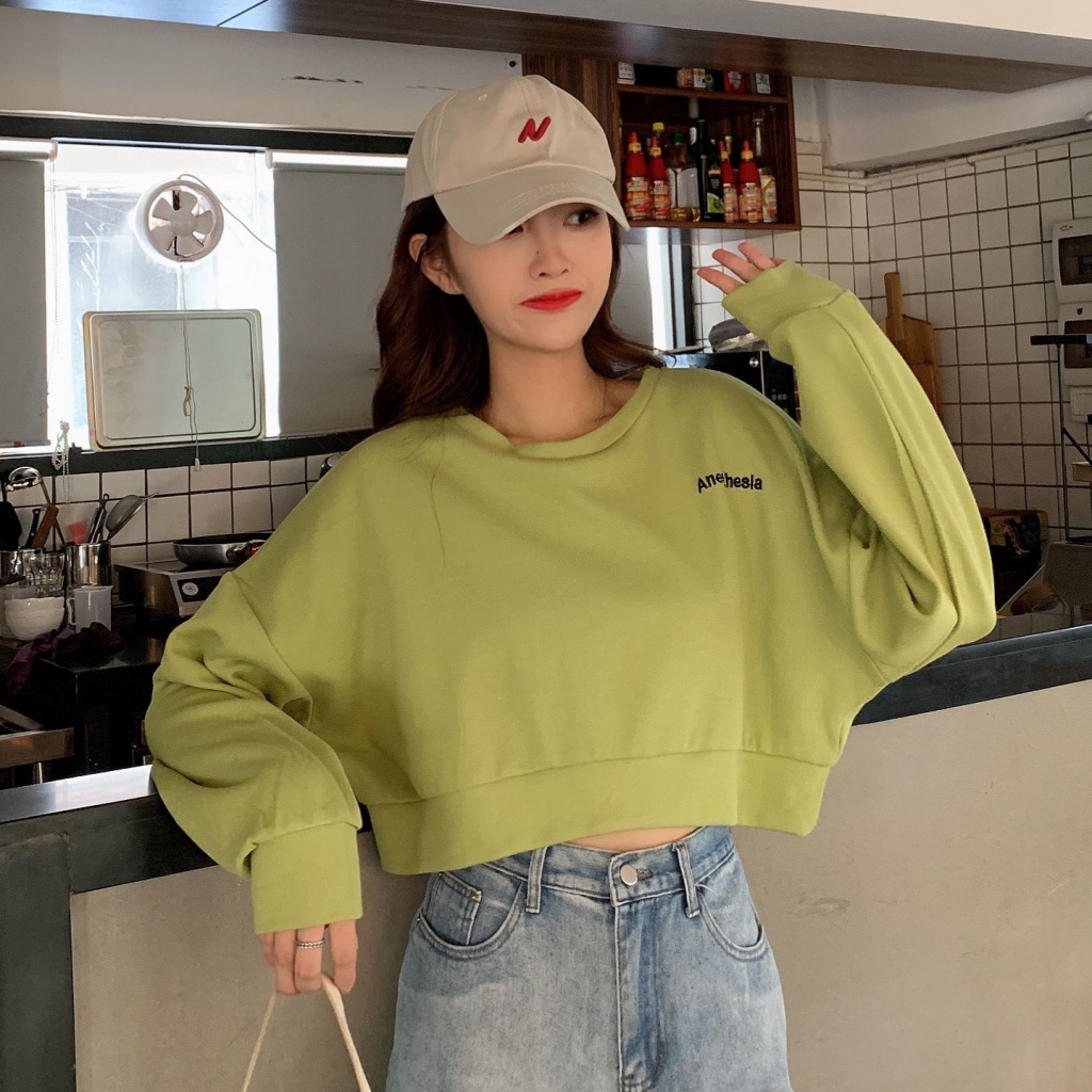 ❤️❤️Áo Sweater croptop tay dài dáng rộng thiết kế trẻ trung nữ | BigBuy360 - bigbuy360.vn