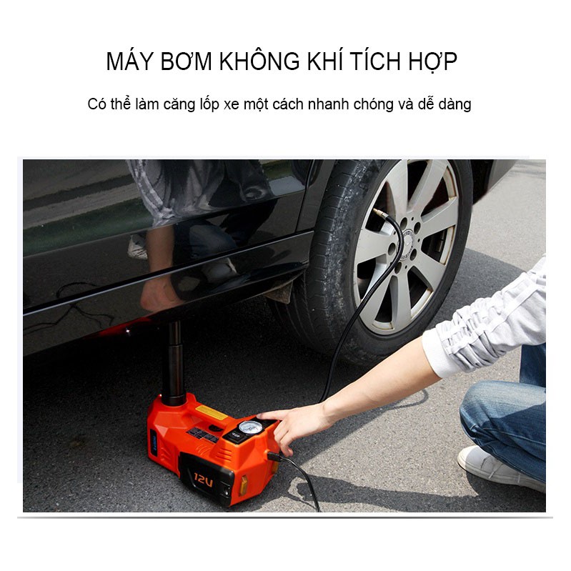 Bộ Kích Nâng Gầm Điện Kiêm Máy Bơm Lốp Ô Tô Đa Năng 4 Trong 1 Cao Cấp ROGTZ - Hàng Chính Hãng