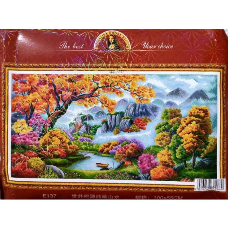 Tranh thêu kín chữ thập Phong Cảnh EDB137 chưa thêu