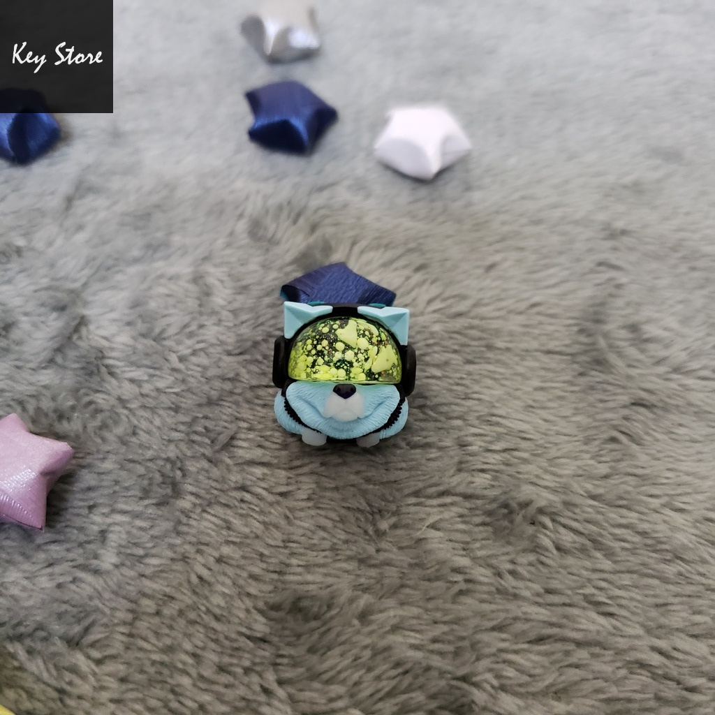 Nút bàn phím cơ artisan keycap sirius màu xanh tím kính phản quang