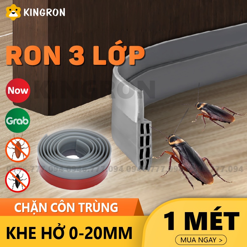 Nẹp 3 lớp chặn khe hở cửa đi ⭐Thanh dán chân cửa KINGRON giữ nhiệt điều hòa dày 5mm, chống gió lùa, chống khói bụi R3L