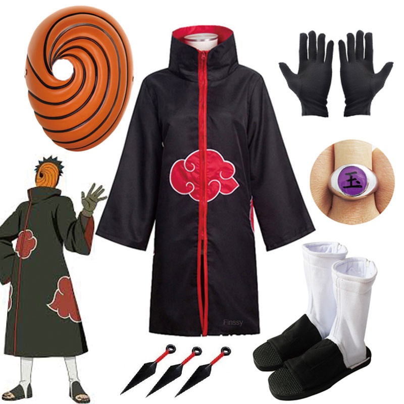 Trẻ Em / Người Lớn Anime Trang Phục Hóa Trang Naruto Akatsuki Áo Khoác Halloween Sasuke Obito Tobi M