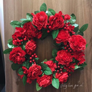 Vòng hoa treo cửa - hoa hồng đỏ