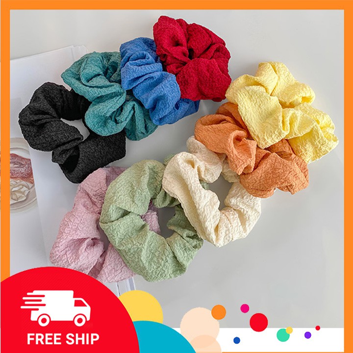 Dây buộc tóc vải Scrunchies [ Mẫu HOT TREND ] dây thun cột tóc scrunchies trơn, chất vải đũi mềm cao cấp - giá rẻ