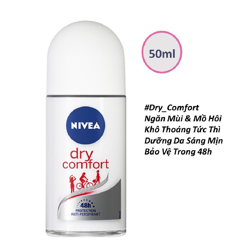 [Mã COSGLORIAT4 -8% đơn 250K] Lăn Ngăn Mùi Khô Thoáng Tức Thì Nivea Dry Comfort Hiệu Quả Suốt 48h 50ml - 81611