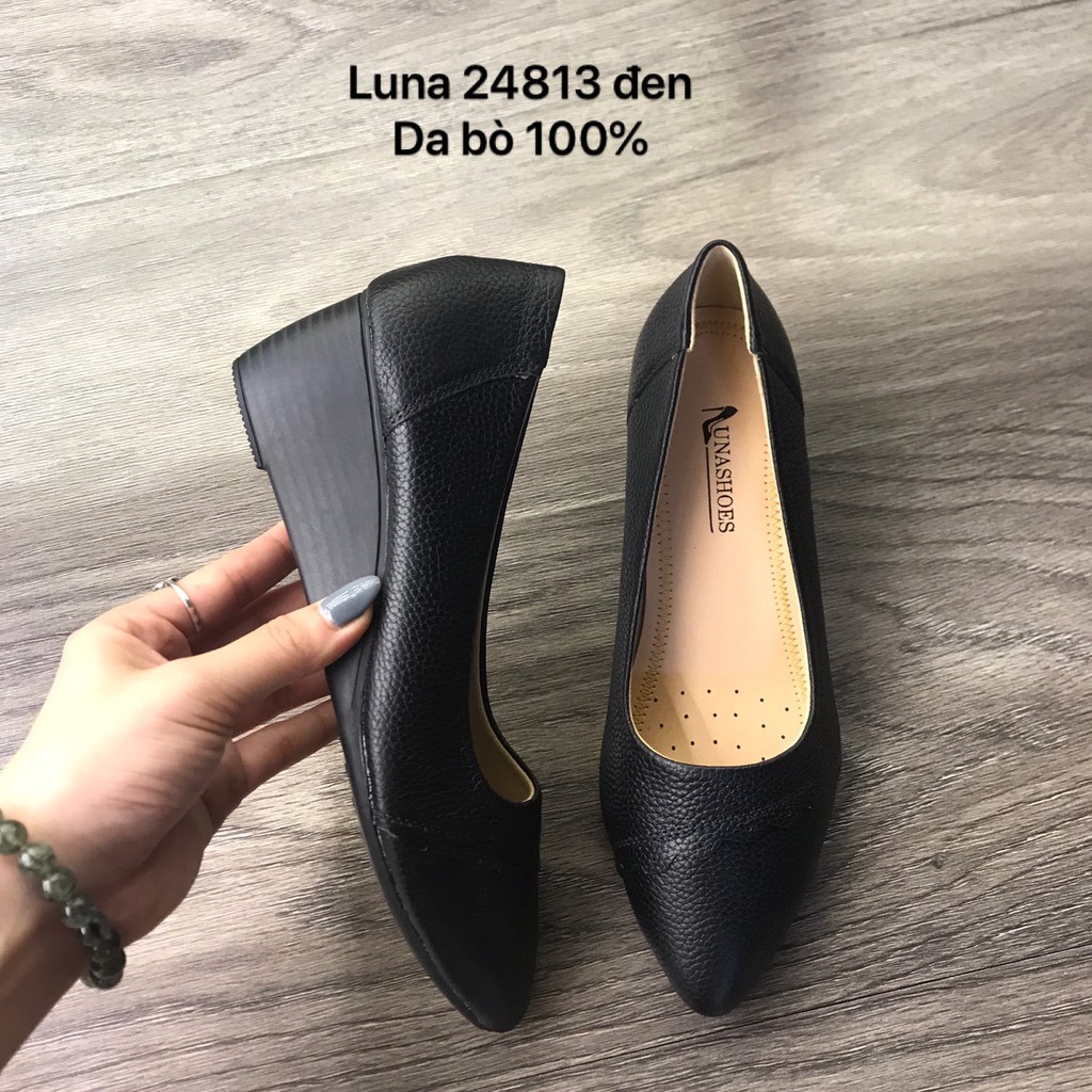Giày đế xuồng nữ da bò mềm LUNASHOES 24813 da bò 2 lớp và bảo hành 2 năm 1 đổi 1 êm chân dễ phối đồ