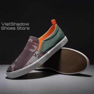 [Sale 3/3]Slip on nam - Giày lười vải nam cao cấp thương hiệu LEYO - Vải lưới 2 màu xám đen và xám xanh - Mã SP LY55