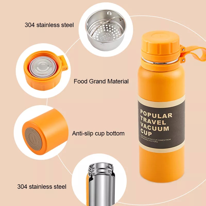 Bình giữ nhiệt nóng lạnh thể thao có dây xách 650ml và 1100ml loại tốt -  ly uống trà - bình nước giữ nhiệt