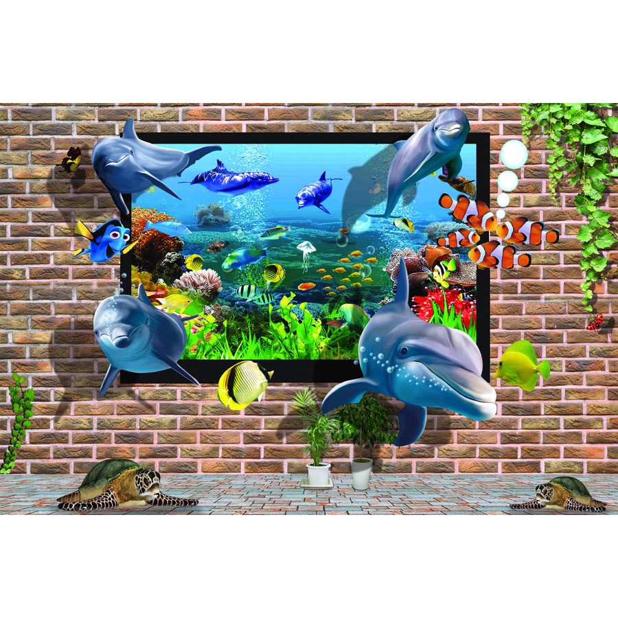 Tranh Dán Tường Đại Dương 3D Hiện Đại đẹp lung linh, hình ảnh chân thực