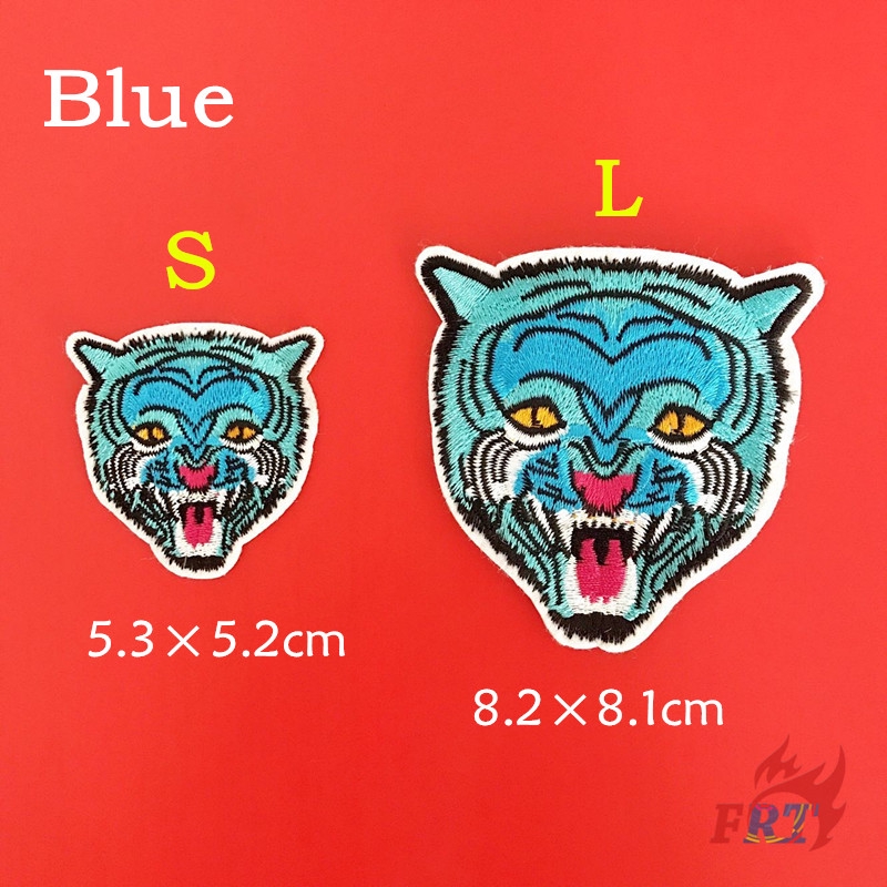 ☸ Animals - Blue/Gold Tiger Patch ☸ 1Pc Diy Sew on Iron on Badges Patches（Tiger - Series 04）