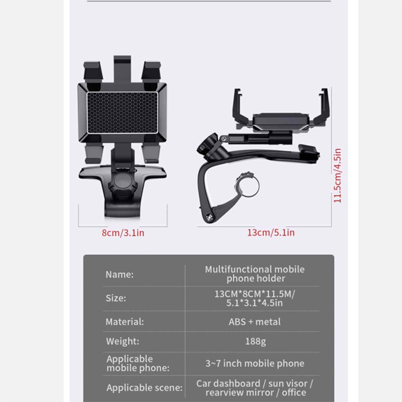 BLALION Giá đỡ điện thoại gắn xe hơi xoay được 360 độ gắn bảng điều khiển đa chức năng