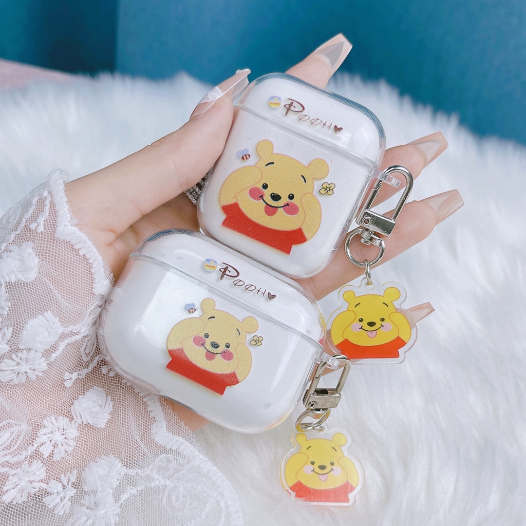 Vỏ Bảo Vệ Hộp Sạc Tai Nghe AirPods3 AirPods3 Pro 2Gen Màu Trong Suốt Họa Tiết Chú Gấu Dễ Thương Ốp