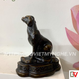 Tượng Đá Trang Trí Con Chó Phong Thủy - Màu Nâu Đen - Cao 10cm - Màu Nâu Đen