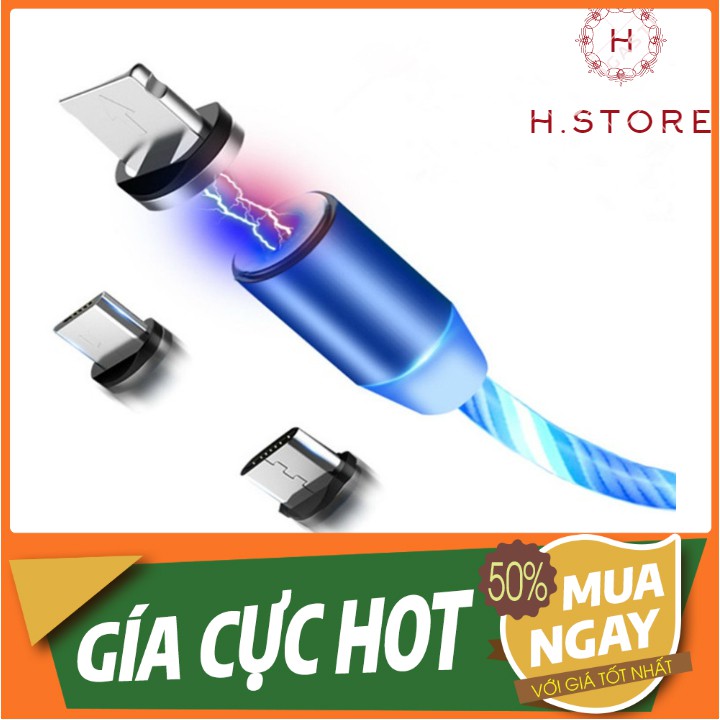 dây cáp nam châm phát sáng- 3 đầu-ios-samsung-typec