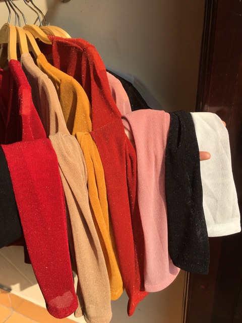 Áo nhũ kim tuyến cổ tim vạt chéo Sang chảnh(7 màu) | BigBuy360 - bigbuy360.vn